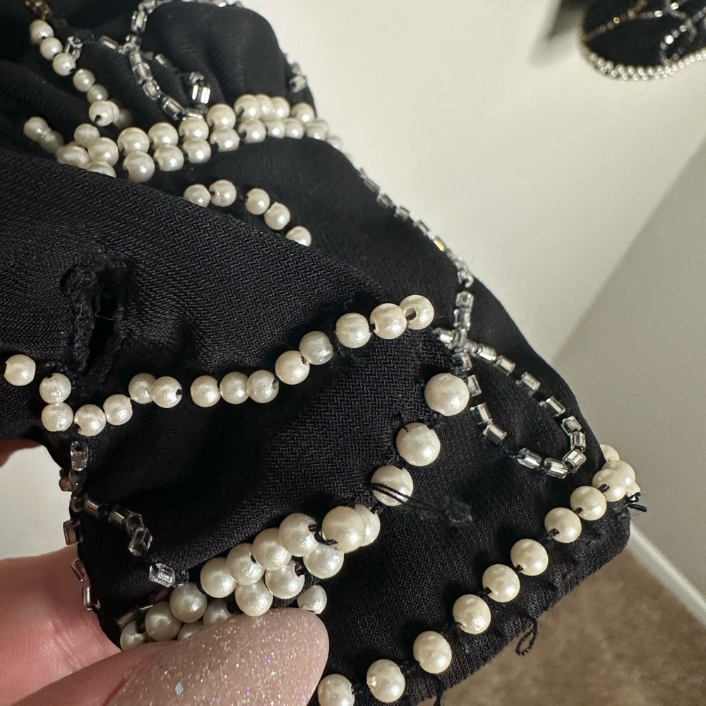 LoveShackFancy Norima Black Beaded Heart Crop Cardigan Jacket - Picture 13 of 16